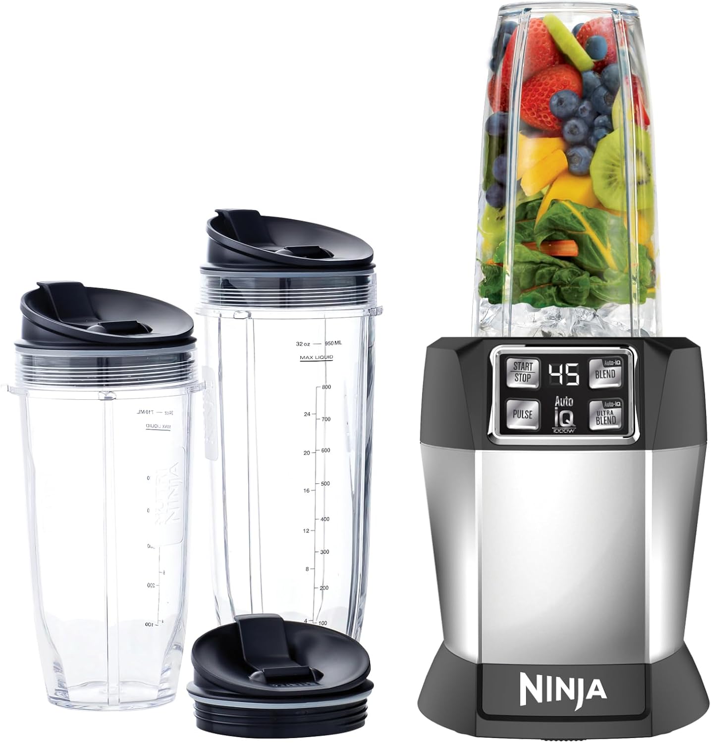 Ninja Nutri-Ninja Auto-iQ blender with three to-go cups and lids